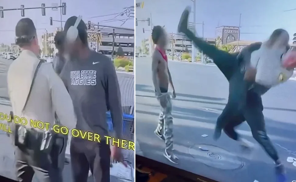 Cop gets body slammed, then fights two thugs at once