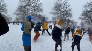 Snowball fight breaks out before Trump election certification