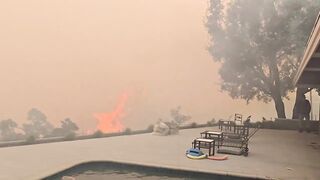 'Our deck three minutes ago" - James Woods shares wildfire video