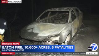 Reporter shows car where metal has melted along the ground