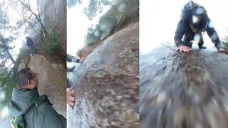 Man falls off cliff hiking in the rain, then he got lucky