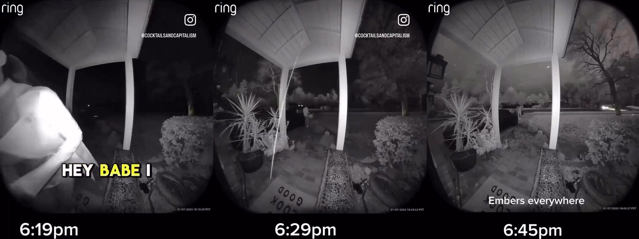 Ring cam video catches terrifying moment couple ran from CA fire