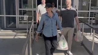 Doug and Kamala shopping with plastic bags, the same ones Democrats tell us to ban