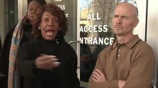 Unhinged Maxine Waters harasses man blocking door to Dept of Education