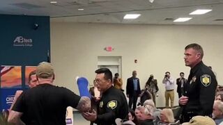 Veteran screams at Rep. Chuck Edwards, repeats lies heard in the media