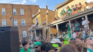 A porch roof collapses during a St. Patrick’s Day celebration in Pittsburgh