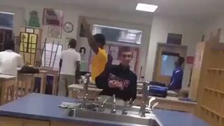 Dude gets CLOCKED in class