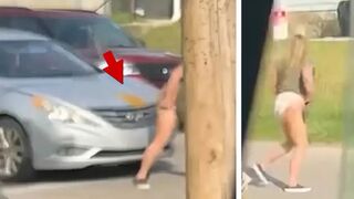 Delco Woman takes a DUMP on a car during road rage