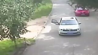 Woman gets out of the car to argue with husband inside a Tiger Safari