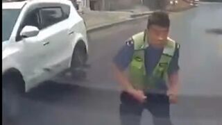 City worker fakes being hit by car, didn't know they had a camera