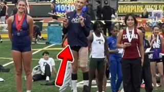 Biological male lands FOUR FEET FURTHER than female competitors in triple-jump