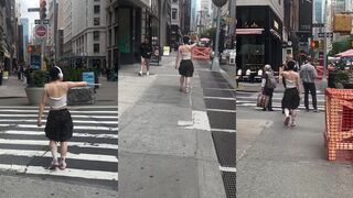 Woman walks around NYC with huge knife
