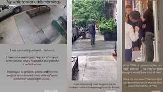 Woman punched in head by complete stranger in NYC