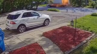 Random truck explosion caught on doorcam