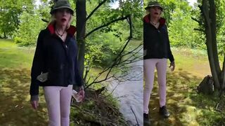 Guy dressed like woman harasses someone who's fishing