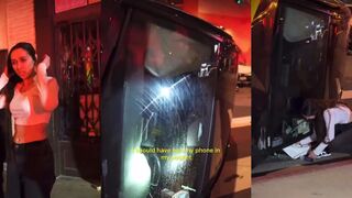 Woman flips car, blames someone for calling her