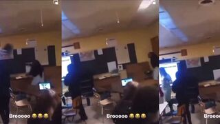Student hits teacher in the head with a chair