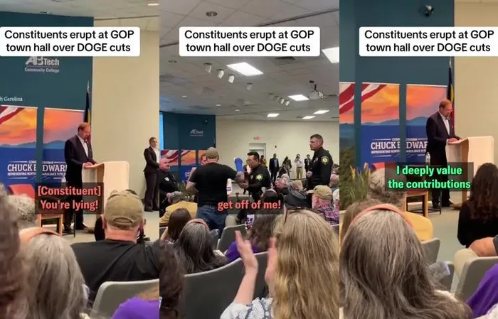 Veteran screams at Rep. Chuck Edwards, repeats lies heard in the media
