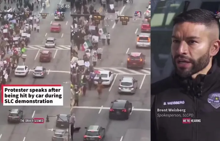 Anti-ICE protestor hit by car when trying to block the road