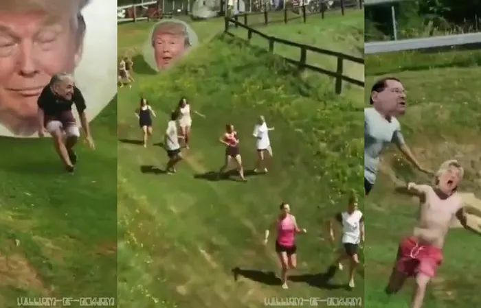 Funny meme video shows Trump rolling over enemies