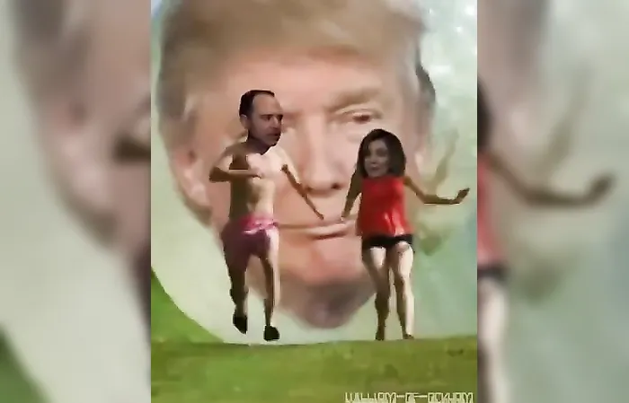 Funny meme video shows Trump rolling over enemies