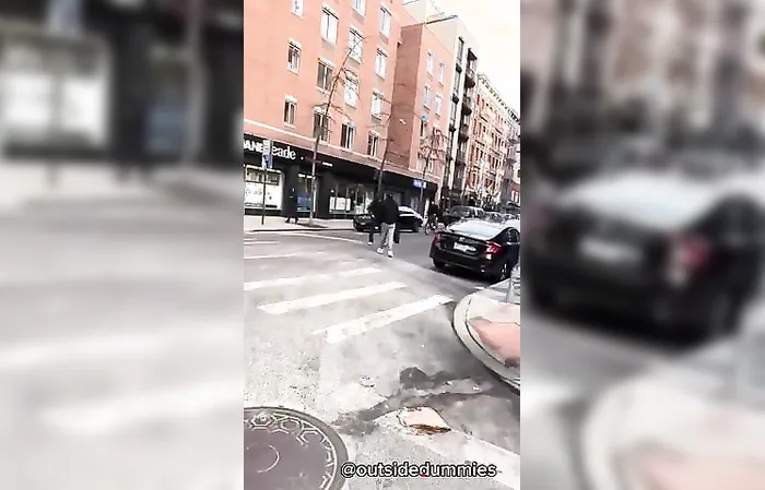 Random stranger stops deranged homeless man from robbing innocent woman