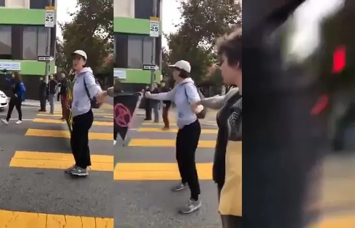 Man going to work is FED UP with protesters, shows them how he really feels