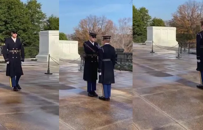 Guard at the Tomb of Unknown Soldier gives people the chills