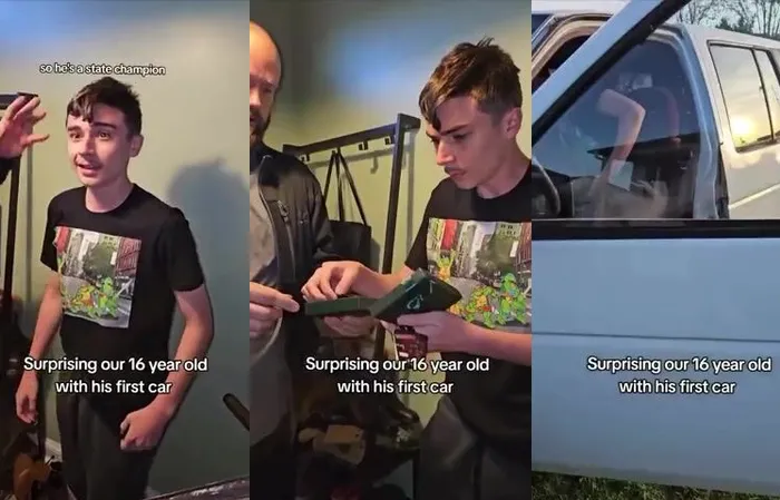 Family surprised son with own car, but his reaction was the best part