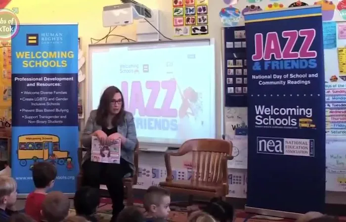 Congressman McBride pretends to be a woman, speaking to young children