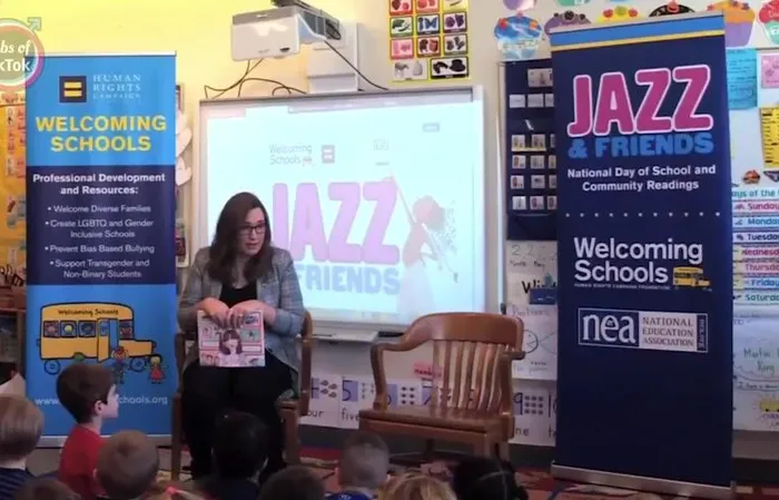Congressman McBride pretends to be a woman, speaking to young children