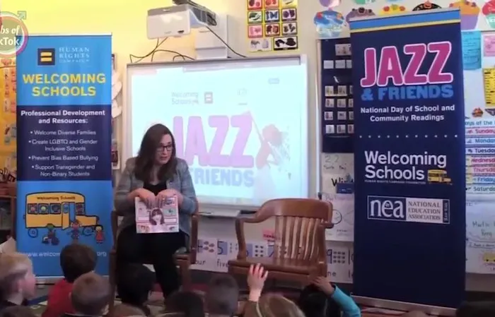 Congressman McBride pretends to be a woman, speaking to young children