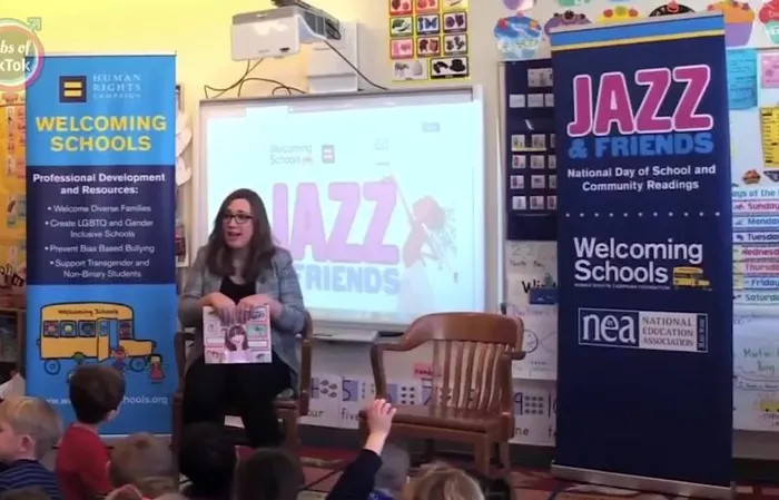 Congressman McBride pretends to be a woman, speaking to young children