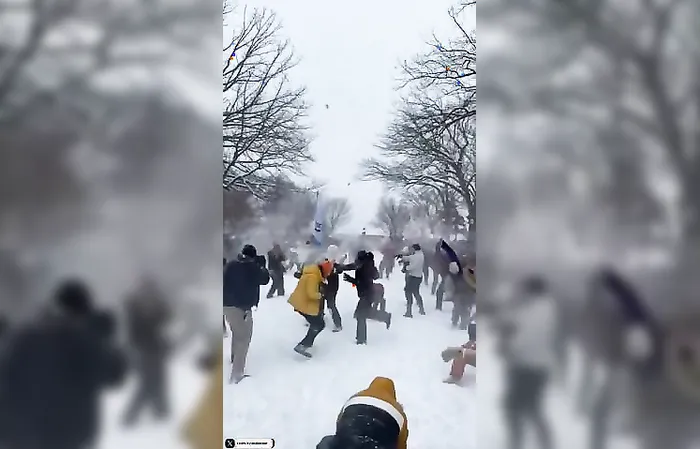 Snowball fight breaks out before Trump election certification