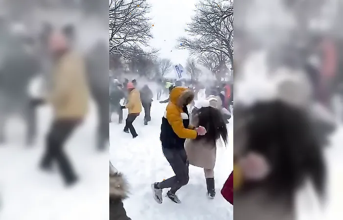 Snowball fight breaks out before Trump election certification