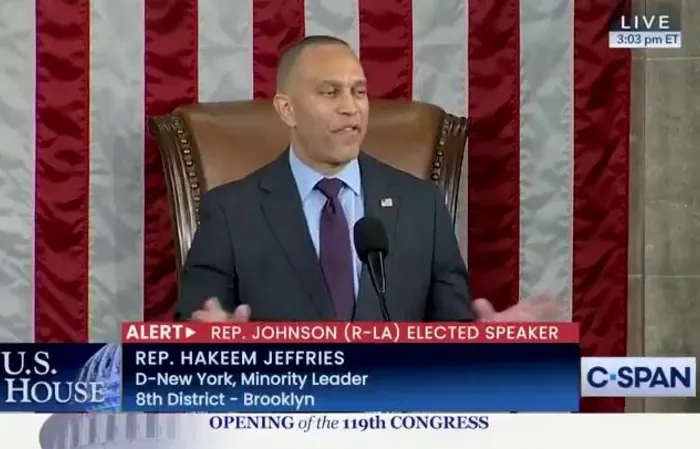 Hakeem Jeffries accidentally says 'we will FART HARD' for the freedom to vote' - corrects himself