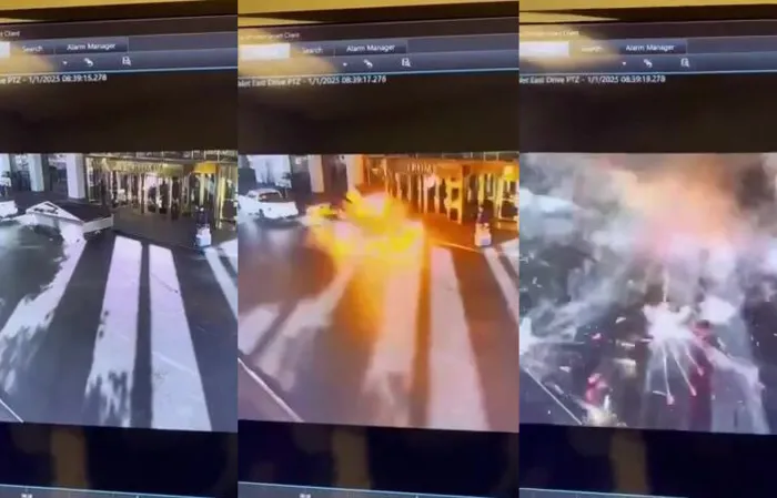 Footage shows Cybertruck explode in front of Trump Hotel