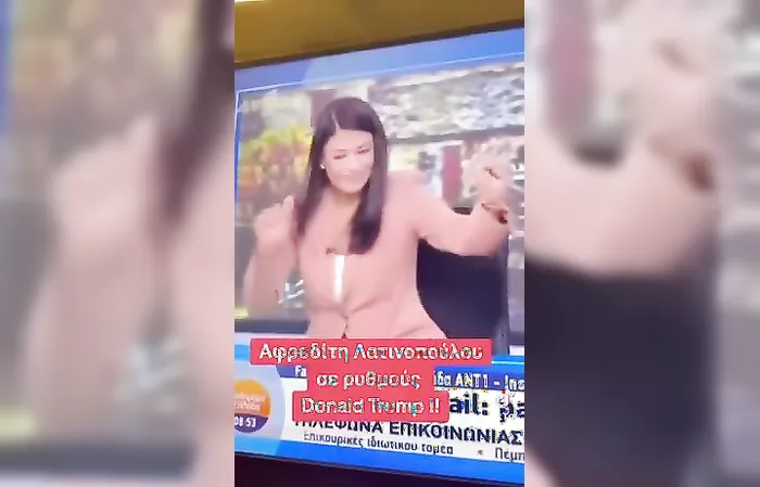 Even people on Greek TV are doing the Trump dance