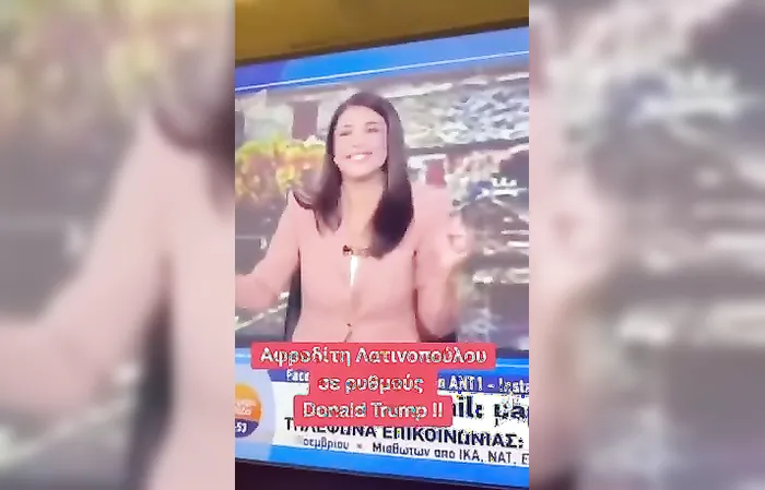 Even people on Greek TV are doing the Trump dance