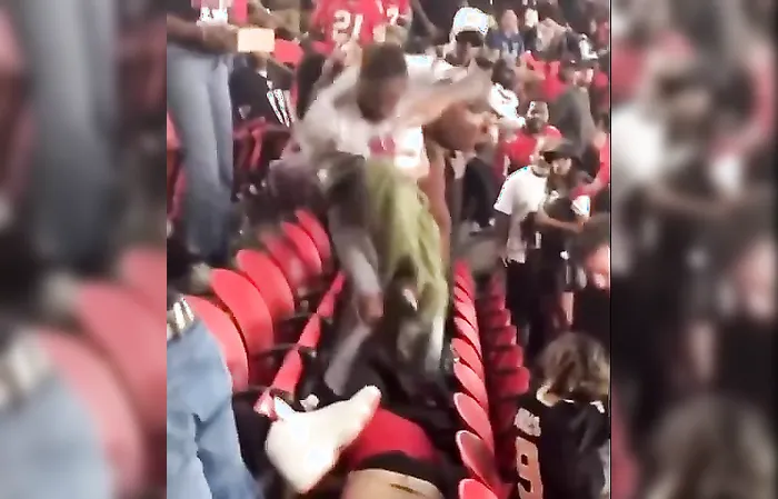 Saints fan gets STOMPED
