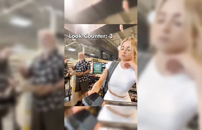 Woman at self-checkout tries making man look bad, learns a tough lesson