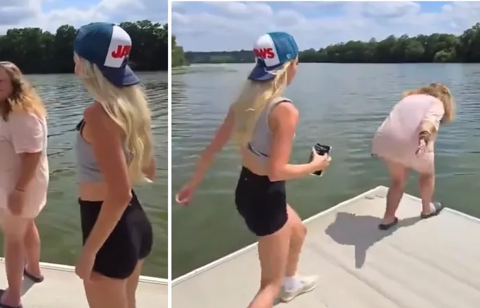 Streamer dares woman to jump in lake, flees when lady says she can't swim