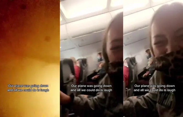 Laughing while everyone on plane freaking out