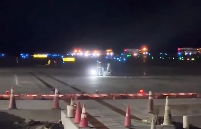Pedestrian gets sucked inro Fronteir jet engineq