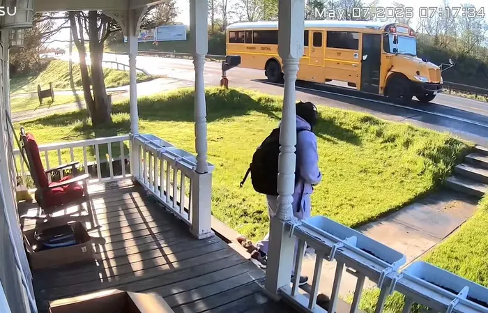 School bus rearended by speeding pickup truck