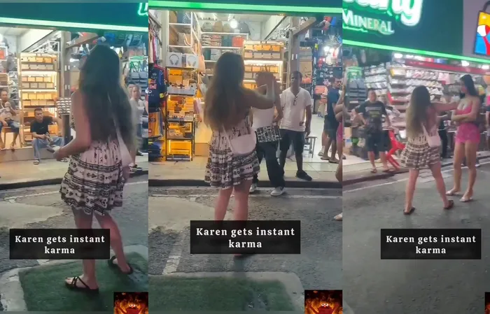 Karen mocks sex workers and gets her ass beat