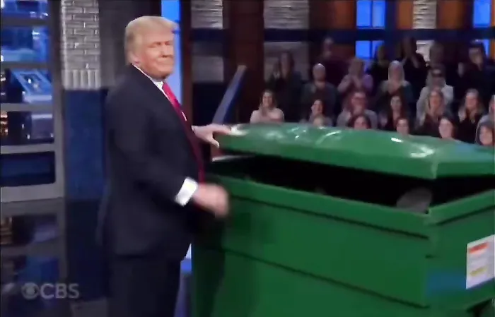 Donald Trump puts Stephen Colbert in a dumpster