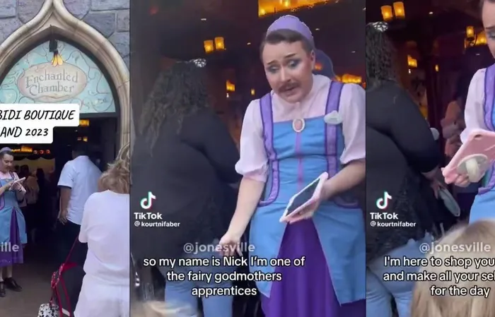 Disney had a man in a dress working in the dress store for little girls