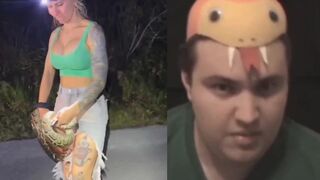Big bosom woman catches snake, now man becomes snake