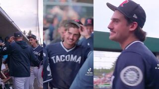 Minor league baseball player gets told he's called up to the majors